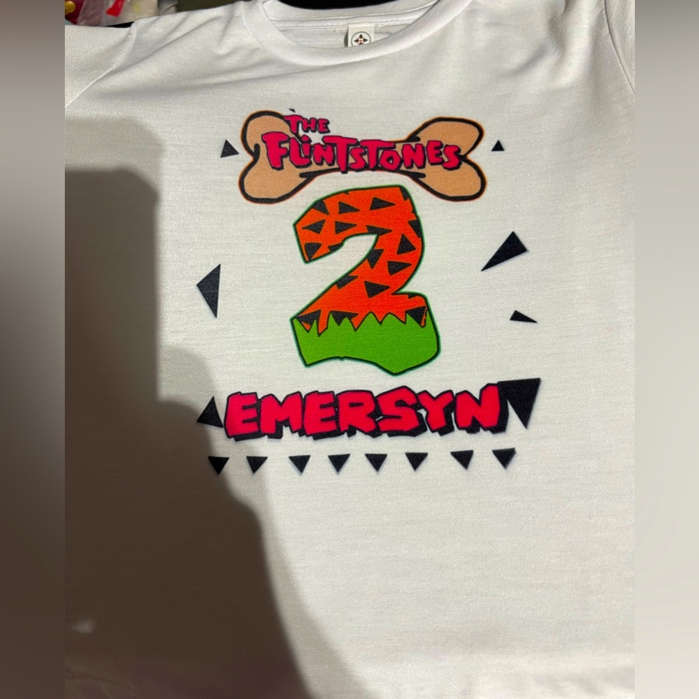 Emersyn name shirt, Flintston birthday shirt, 2nd birthday.